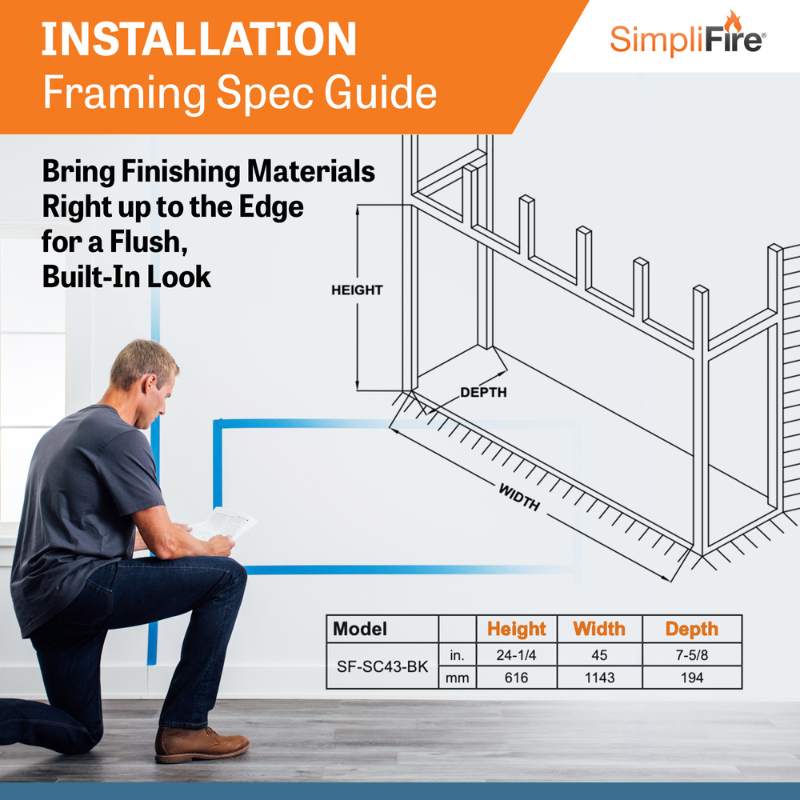SimpliFire Scion 43-inch linear electric fireplace, product view 8
