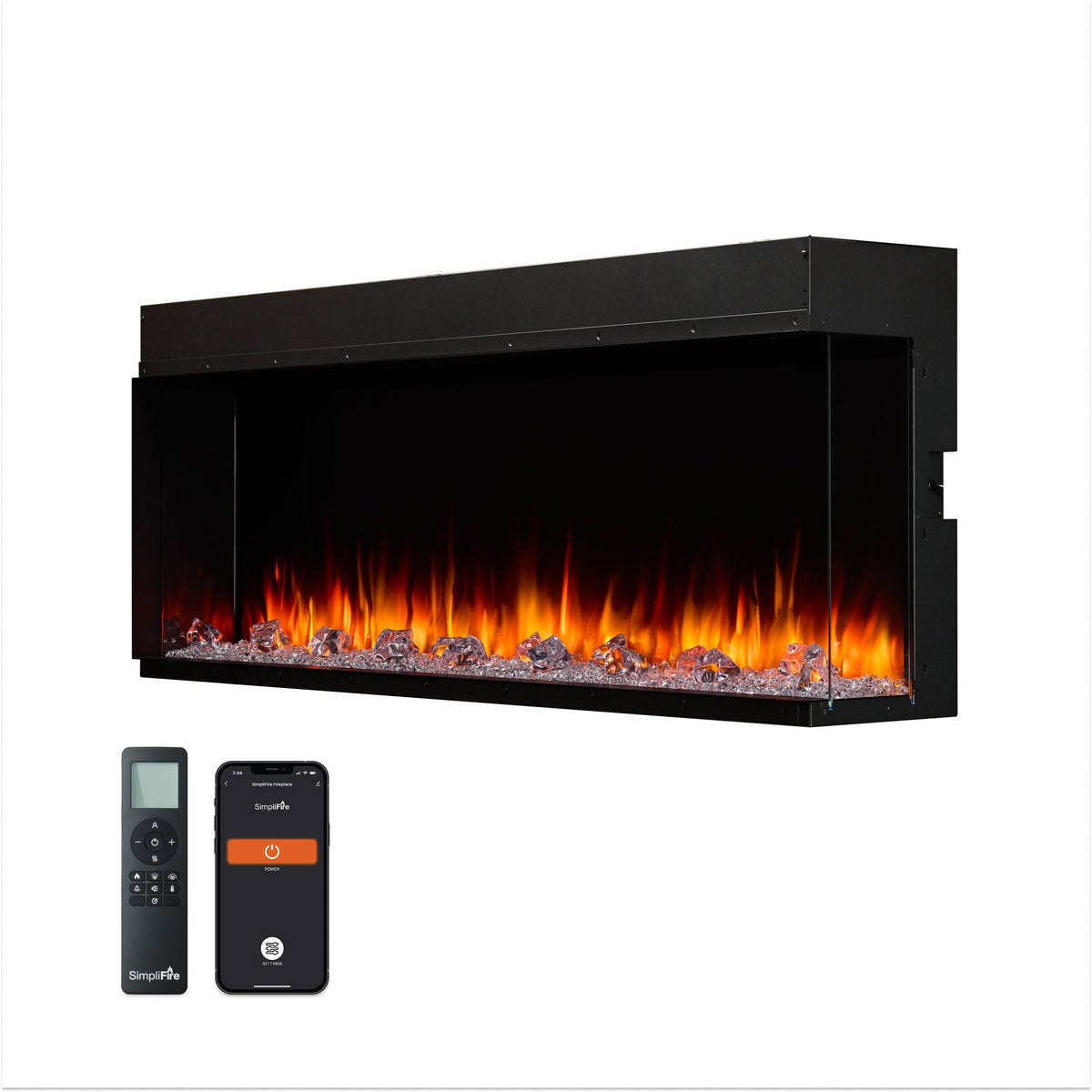 SimpliFire Triton 65-inch multi-sided linear electric fireplace, product view 3