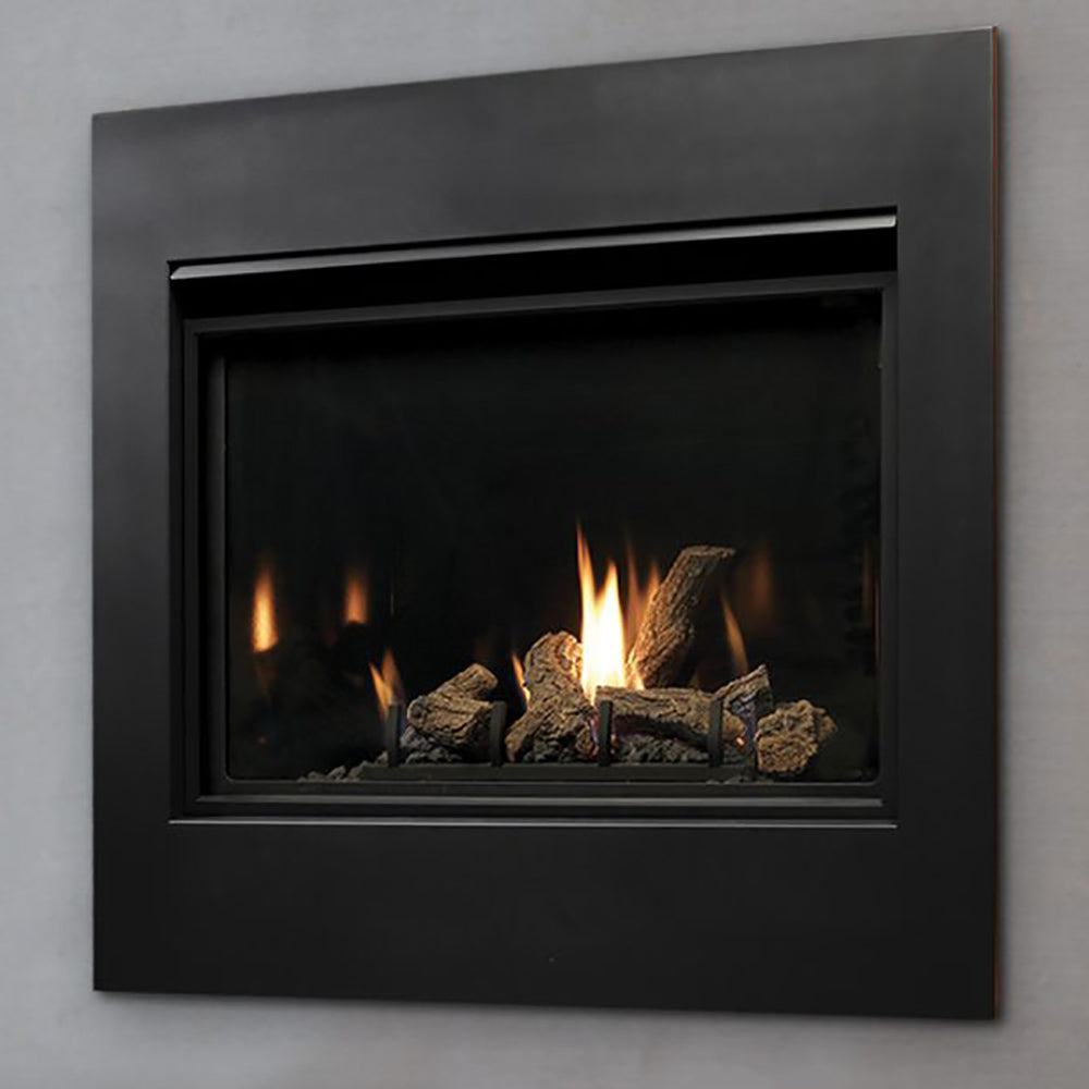 Kingsman Clean View 36-inch zero clearance direct vent gas fireplace with log set and porcelain liner