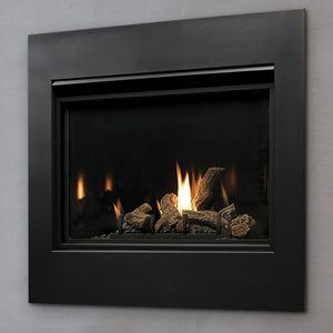 Kingsman Clean View 36-inch zero clearance direct vent gas fireplace with log set and porcelain liner