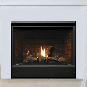 Kingsman Clean View 36-inch zero clearance direct vent gas fireplace with log set and porcelain liner