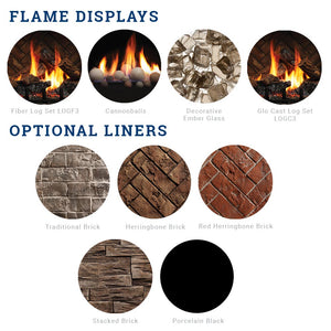 Kingsman Clean View 39-inch zero clearance direct vent gas fireplace with traditional log set