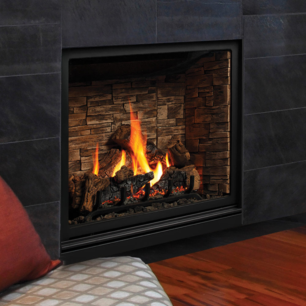 Kingsman Clean View 39-inch zero clearance direct vent gas fireplace with traditional log set