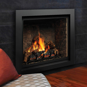 Kingsman Clean View 39-inch zero clearance direct vent gas fireplace with traditional log set