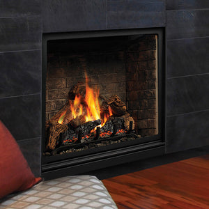 Kingsman Clean View 39-inch zero clearance direct vent gas fireplace with traditional log set
