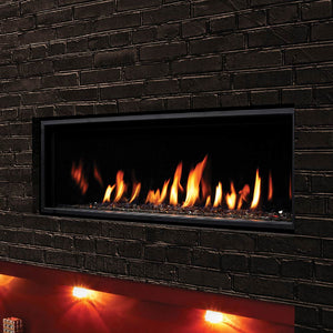 Kingsman Linear 60-inch zero clearance direct vent gas fireplace with wide linear burner and glass media