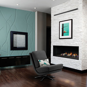 Kingsman Linear 60-inch zero clearance direct vent gas fireplace with wide linear burner and glass media