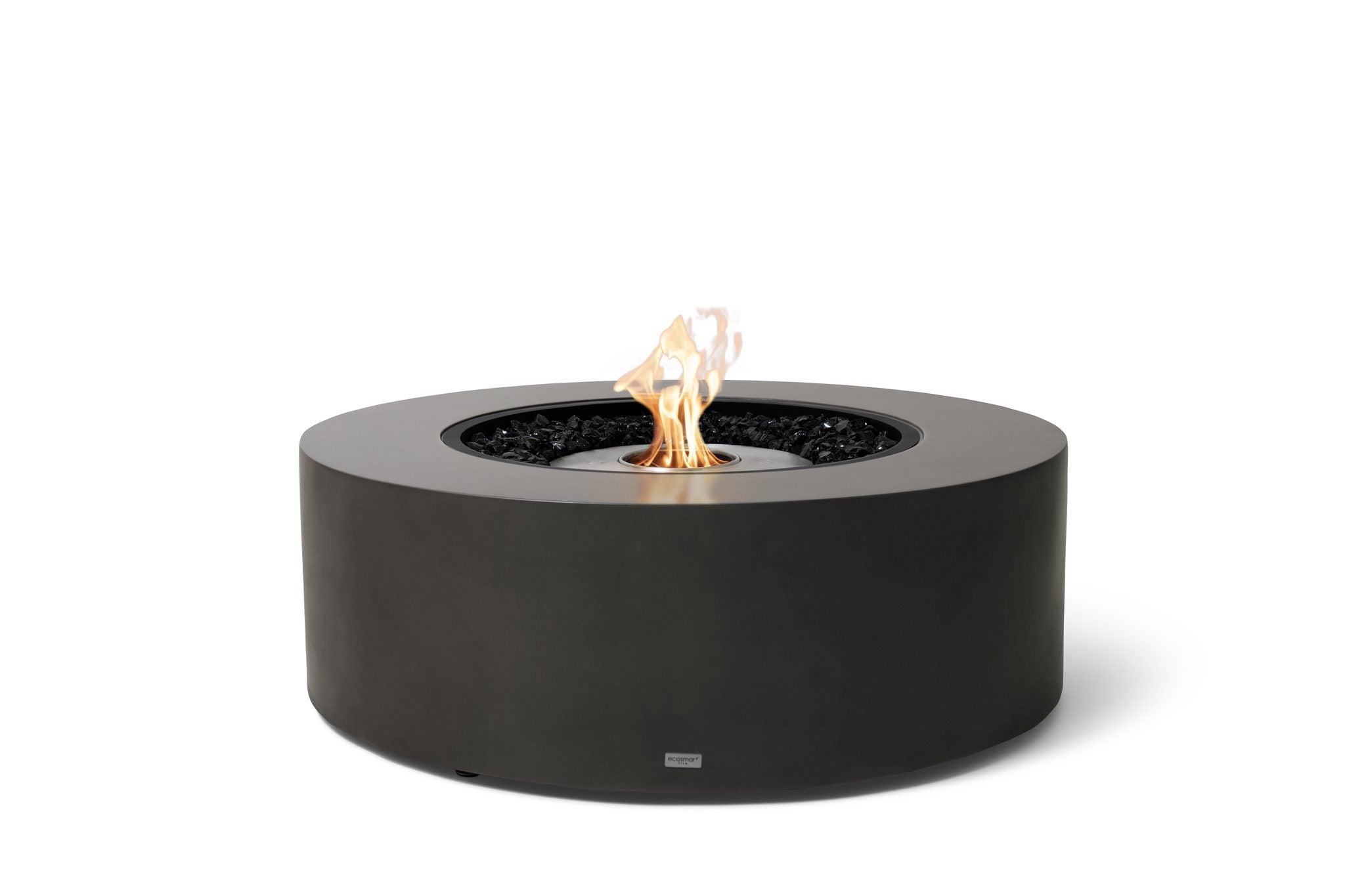 EcoSmart Fire Ark 40 round fire table in natural Fluid Concrete with ethanol burner
