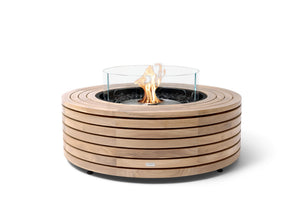 EcoSmart Fire Ark 40 in teak with round glass fire screen