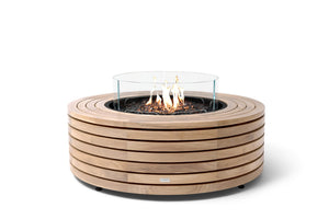 EcoSmart Fire Ark 40 in teak with gas burner and glass fire screen