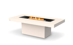 EcoSmart Fire Gin 90 Dining fire table in Bone Fluid Concrete with stainless steel ethanol burner