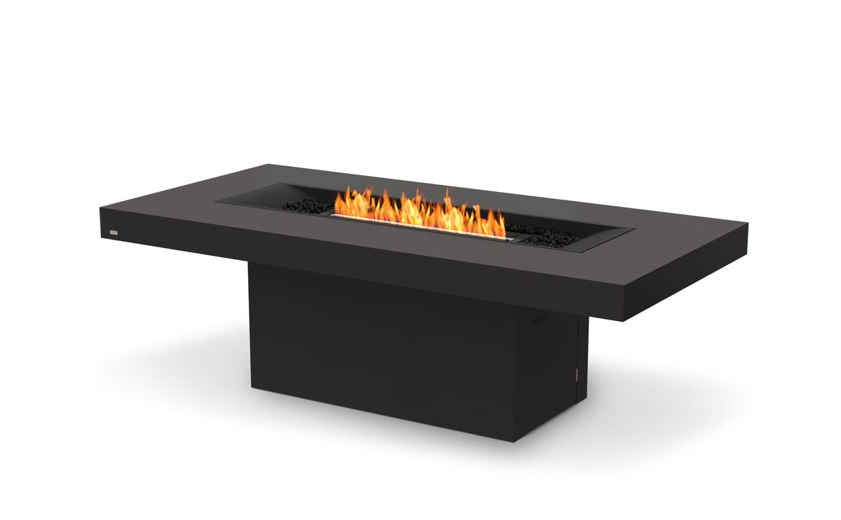 EcoSmart Fire Gin 90 Dining fire table in Graphite Fluid Concrete with stainless steel ethanol burner