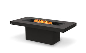 EcoSmart Fire Gin 90 Dining fire table in Graphite Fluid Concrete with stainless steel ethanol burner