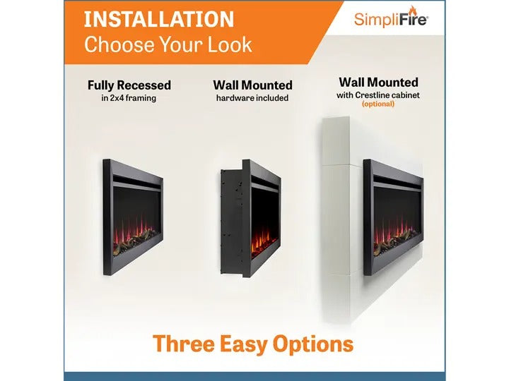 SimpliFire Allusion Slim 60-inch electric fireplace, product view 8